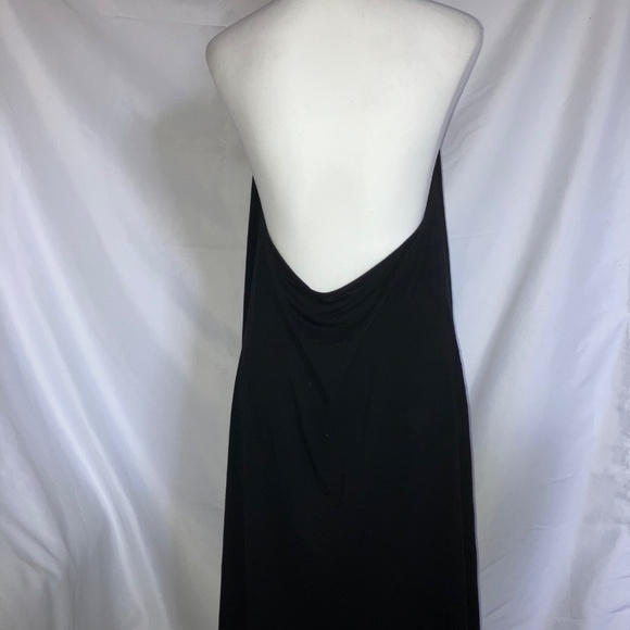 COVERI COLLECTION Black Lightweight Asymmetrical Backless Halter Maxi Vest - Picture 3 of 5